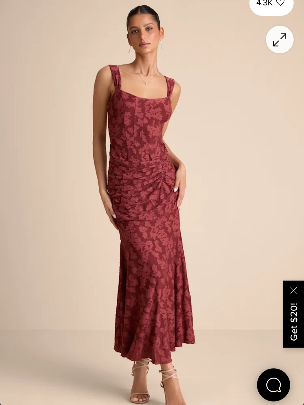 Lulus Celeste Rust Red Floral Burnout Bustier Maxi Dress
